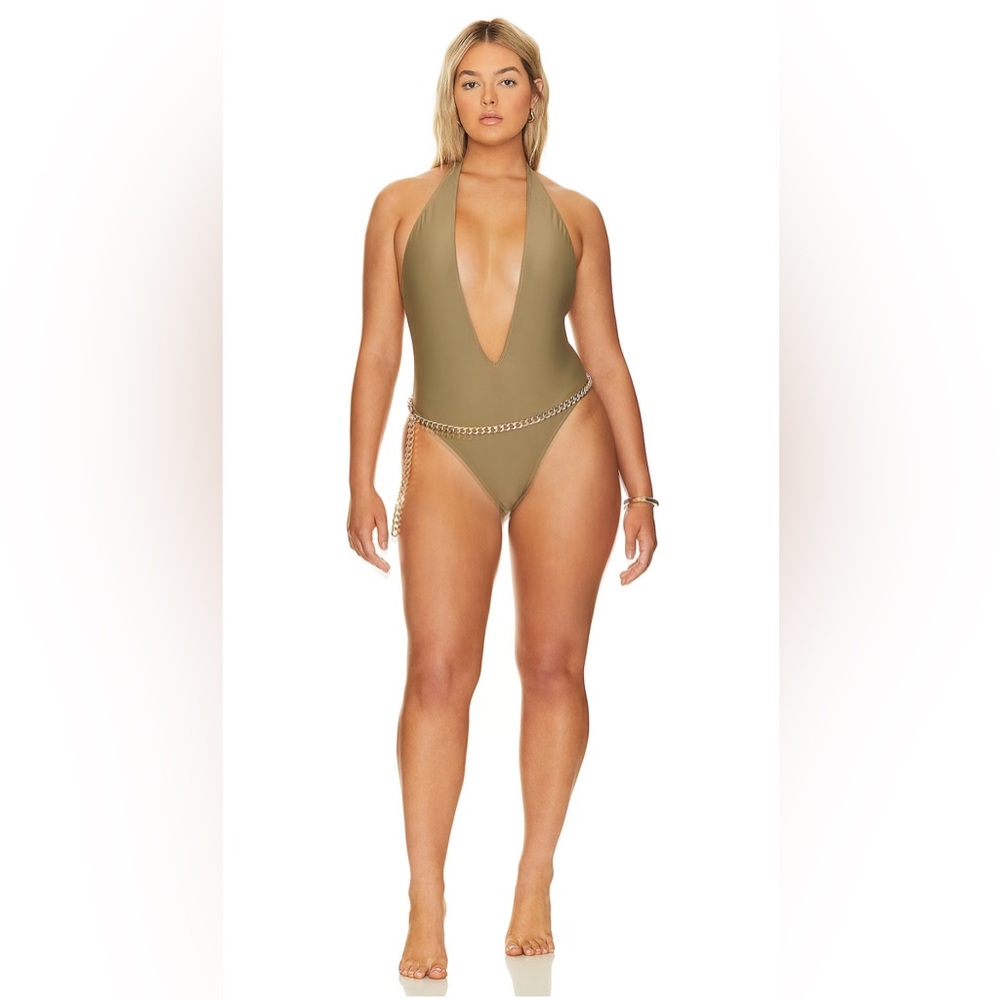 NWT - YEVRAH x Positano V Neck One Piece in Olive - Medium